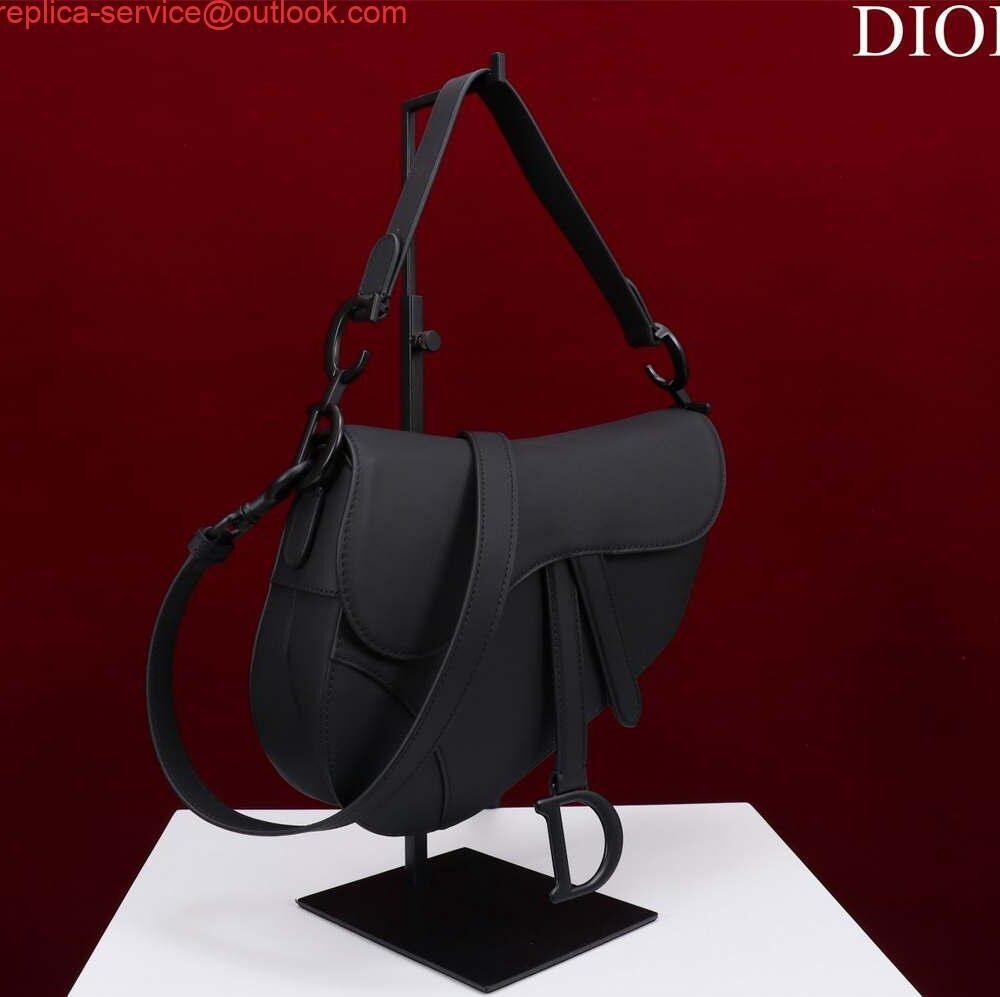 Dior M0455 Saddle Bag With Strap Black Ultramatte Calfskin Black Hardware