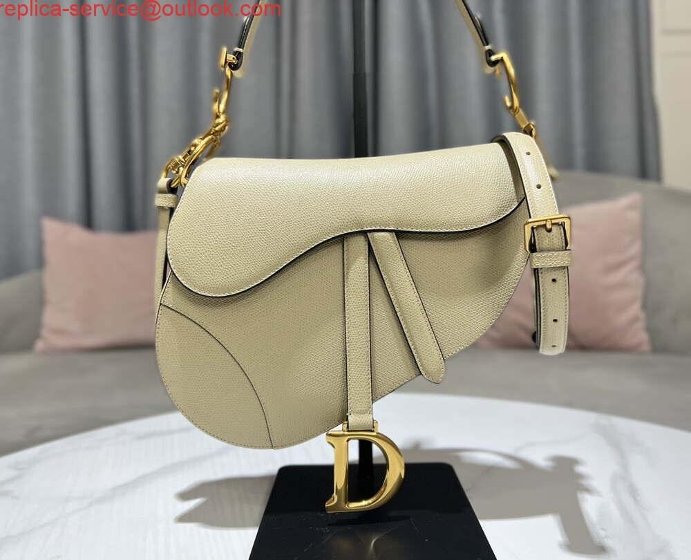 Dior M0455 Saddle Bag With Strap Apricot Grained Calfskin