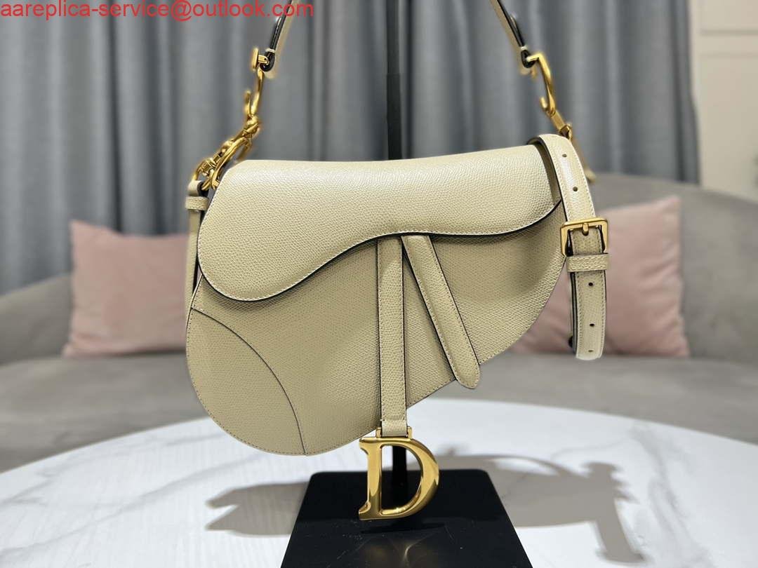Dior M0455 Saddle Bag With Strap Apricot Grained Calfskin