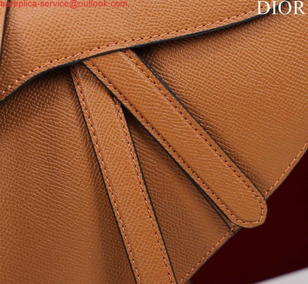 Dior M0455 Saddle Bag With Strap Brown Grained Calfskin