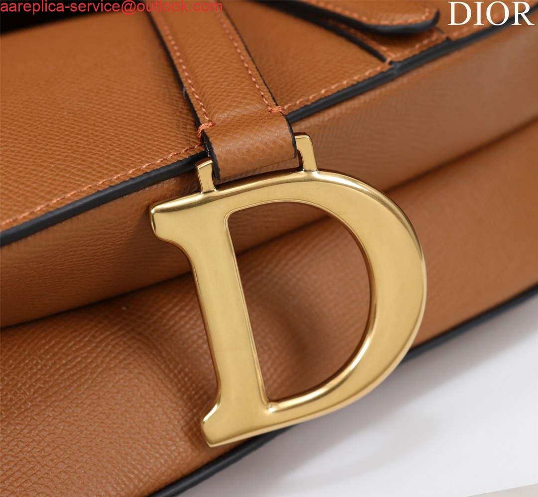 Dior M0455 Saddle Bag With Strap Brown Grained Calfskin