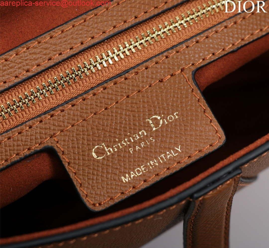Dior M0455 Saddle Bag With Strap Brown Grained Calfskin