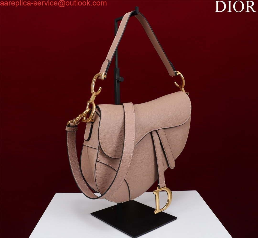 Dior M0455 Saddle Bag With Strap Pink Grained Calfskin