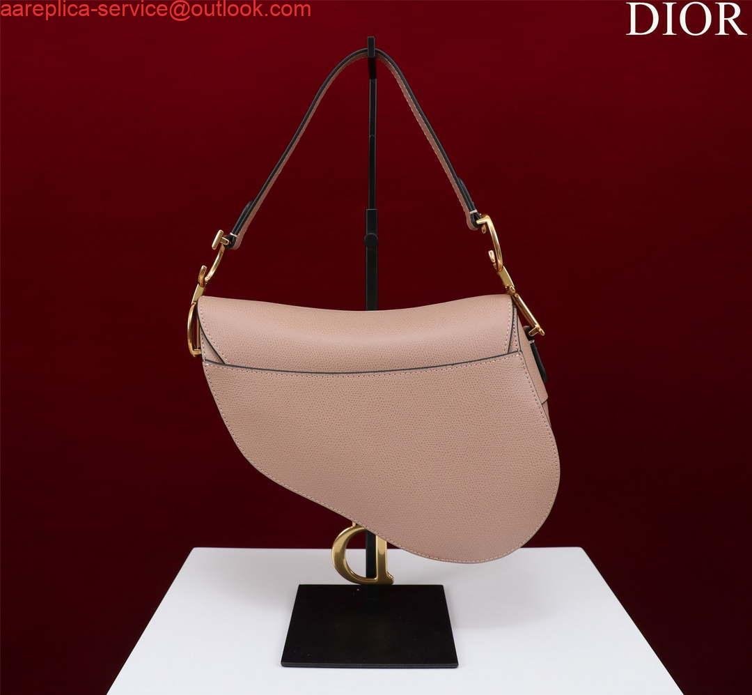 Dior M0455 Saddle Bag With Strap Pink Grained Calfskin
