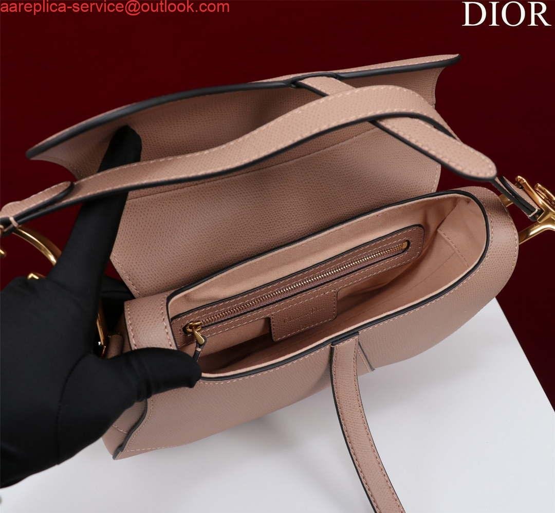 Dior M0455 Saddle Bag With Strap Pink Grained Calfskin