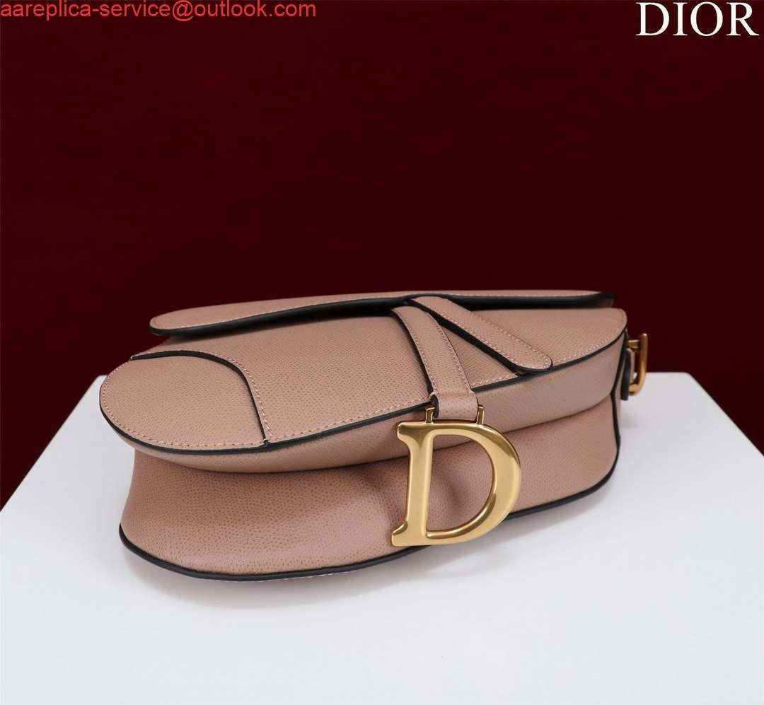 Dior M0455 Saddle Bag With Strap Pink Grained Calfskin