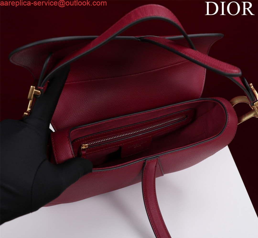 Replica Dior M0455 Saddle Bag With Strap Wine Red Grained Calfskin