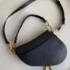 Dior M0455 Saddle Bag With Strap Black Grained Calfskin