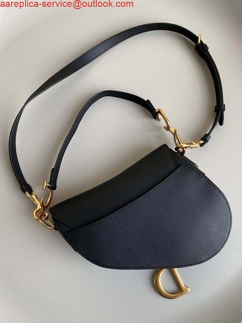 Dior M0455 Saddle Bag With Strap Black Grained Calfskin