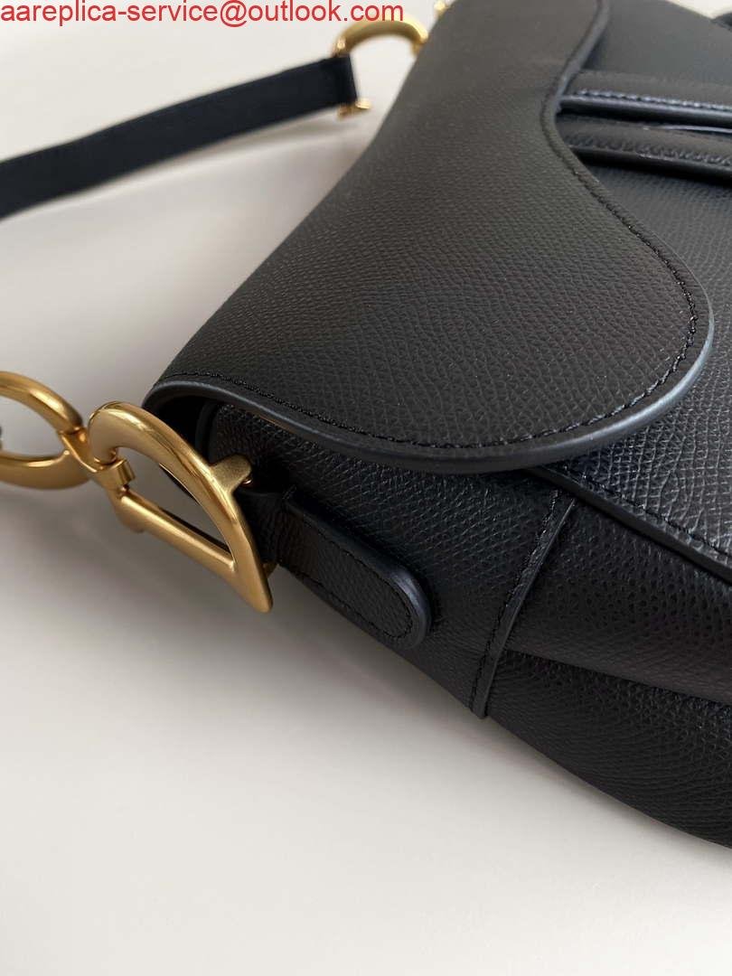 Dior M0455 Saddle Bag With Strap Black Grained Calfskin