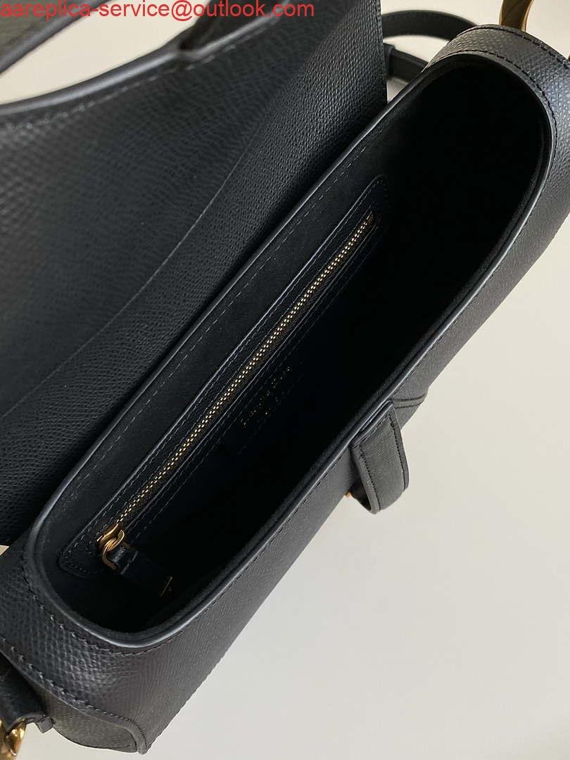 Dior M0455 Saddle Bag With Strap Black Grained Calfskin