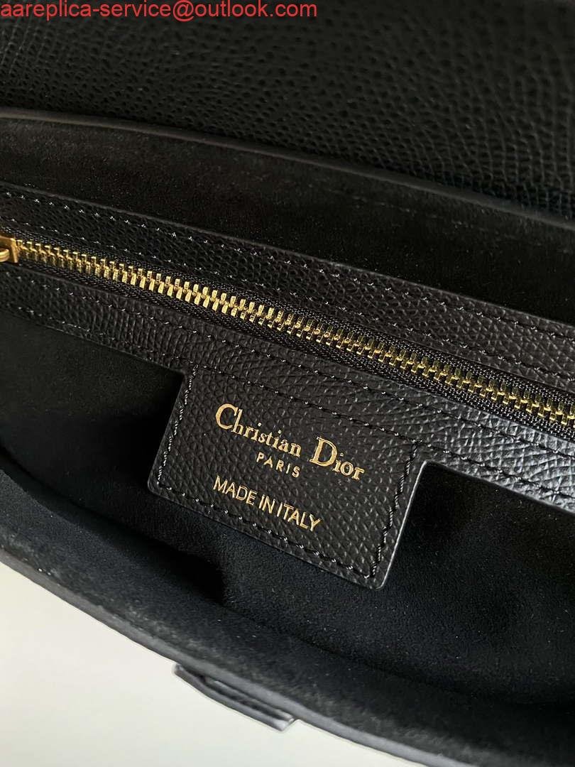 Dior M0455 Saddle Bag With Strap Black Grained Calfskin