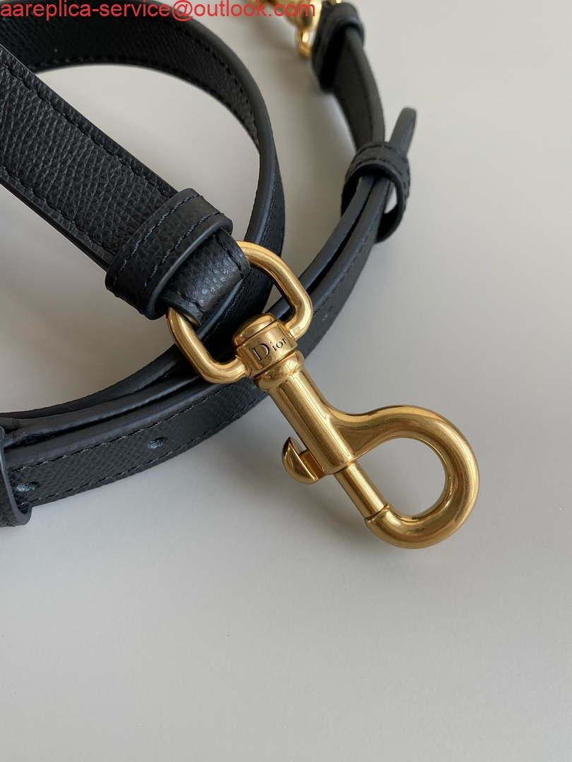 Dior M0455 Saddle Bag With Strap Black Grained Calfskin