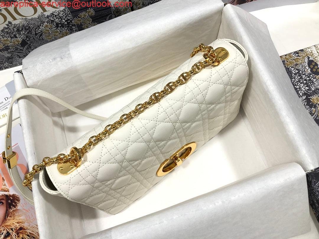Replica Dior Large Caro Bag M9243 Calfskin white Gold
