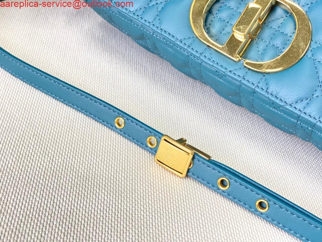 Replica Dior Large Caro Bag M9243 Calfskin Blue Gold
