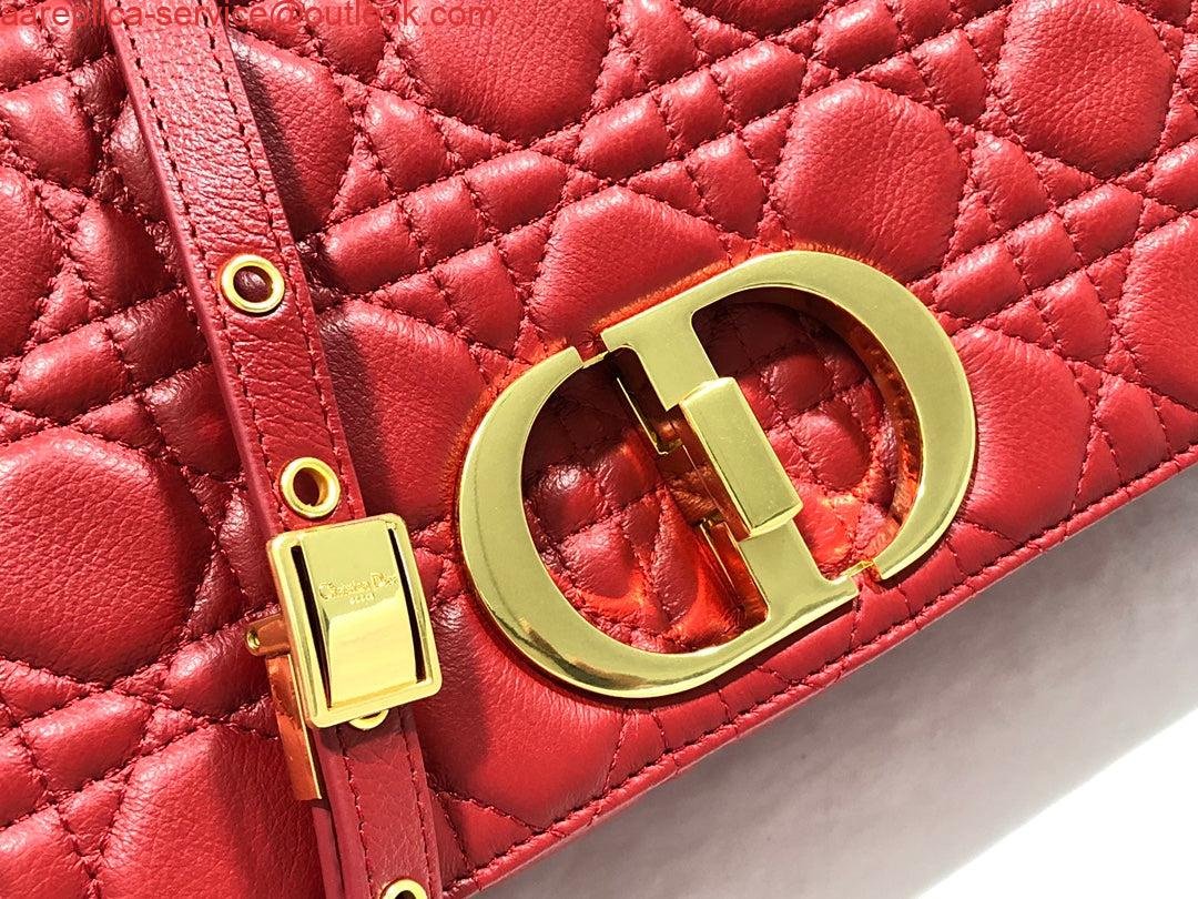 Dior M9243 Large Caro Bag Calfskin Red Gold