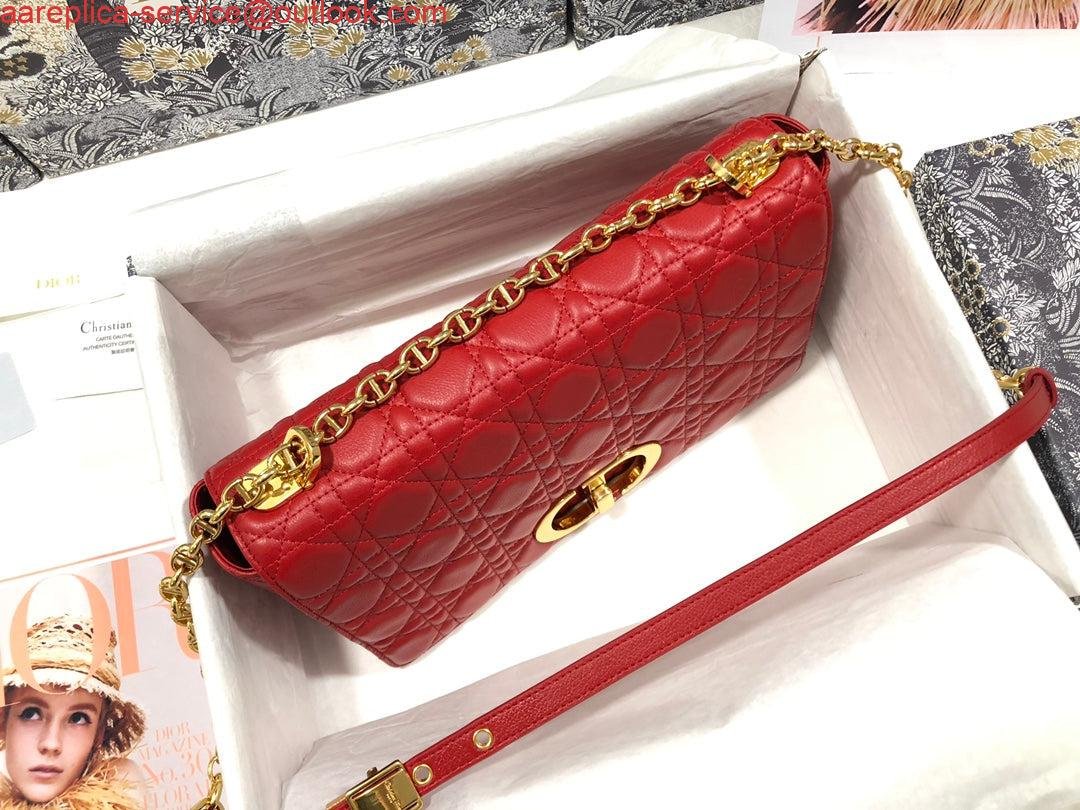 Dior M9243 Large Caro Bag Calfskin Red Gold