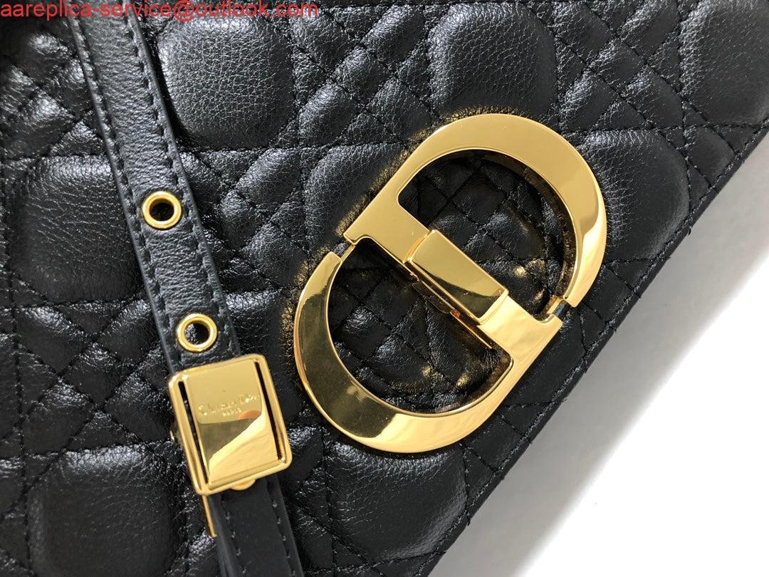 Replica Dio rM9243 Large Caro Bag Calfskin black logo gold