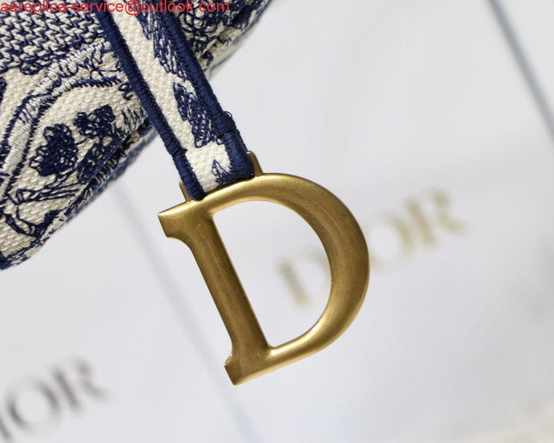 Dior Saddle Bag M0446 Blue Toile de Jouy Embroidery