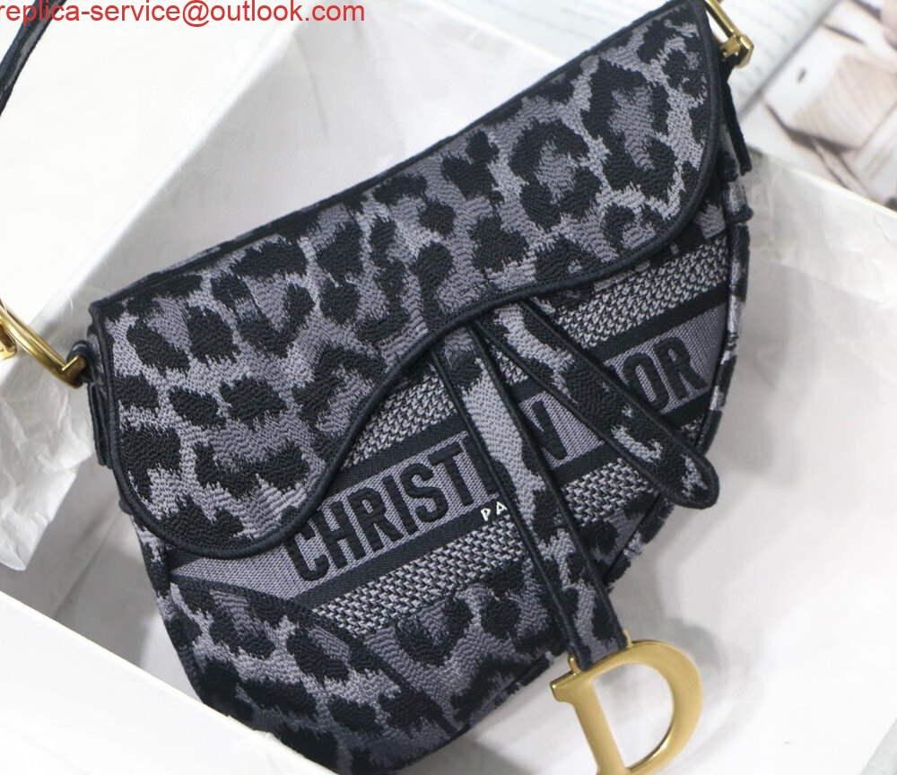 Replica Dior Saddle Bag M0446 Gray Mizza Embroidery