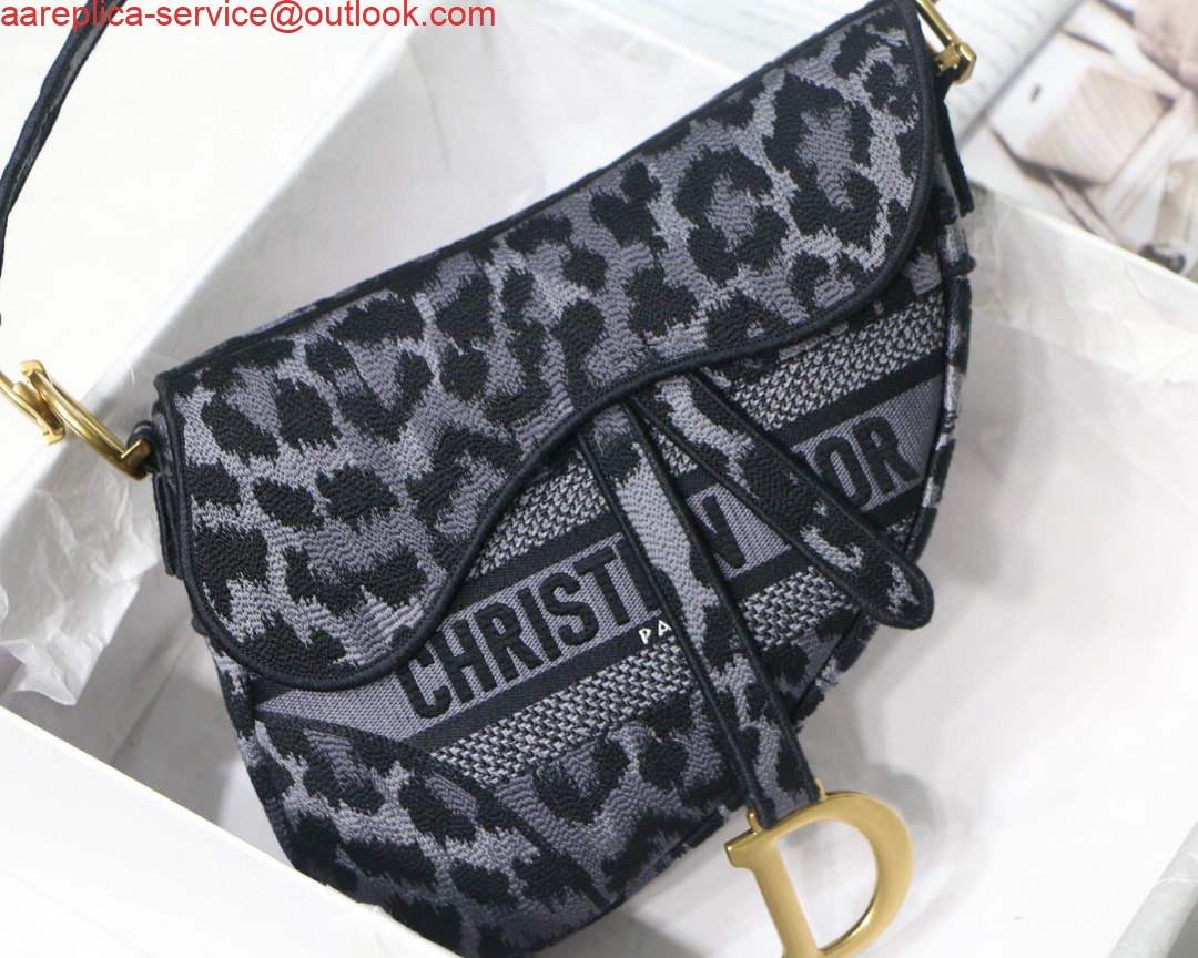 Dior Saddle Bag M0446 Gray Mizza Embroidery