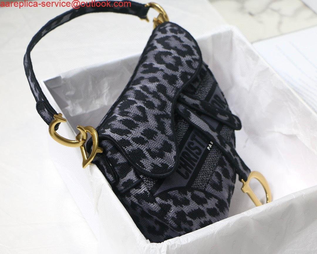 Dior Saddle Bag M0446 Gray Mizza Embroidery