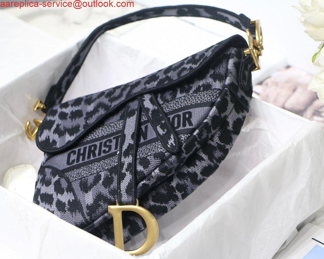 Dior Saddle Bag M0446 Gray Mizza Embroidery