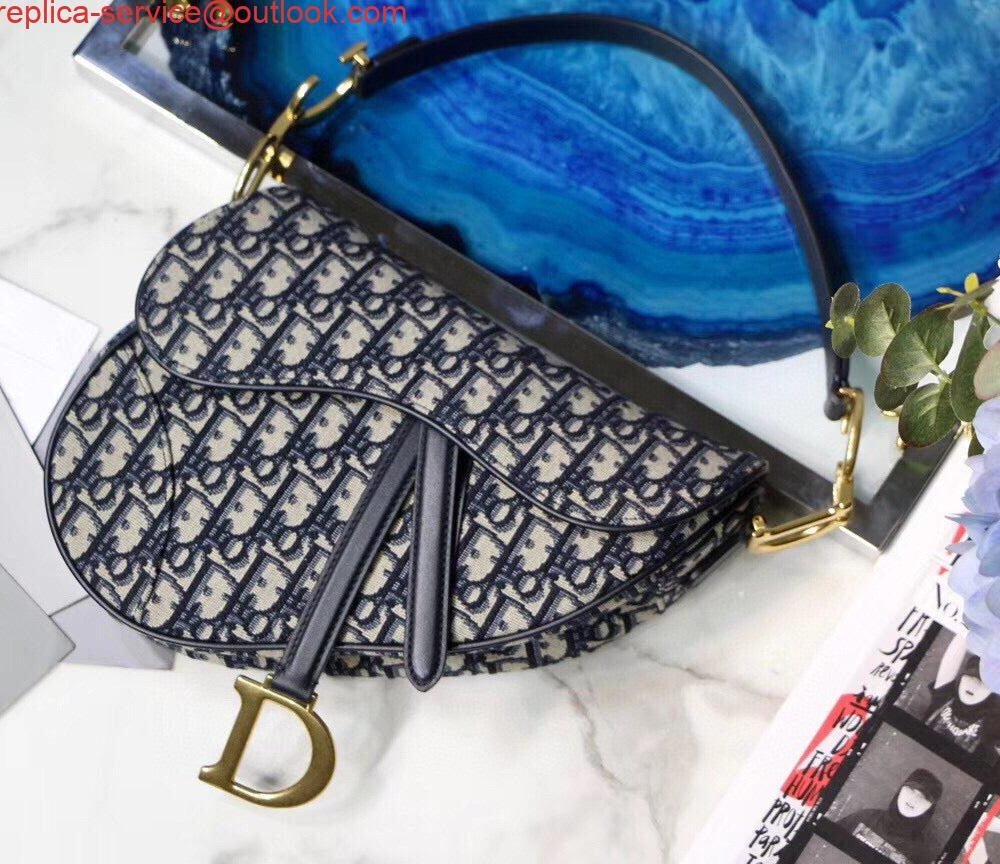Replica Dior Saddle Bag M0446 Blue Dior Oblique Jacquard