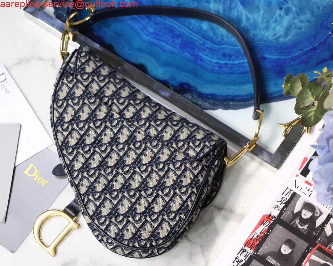Dior Saddle Bag M0446 Blue Dior Oblique Jacquard