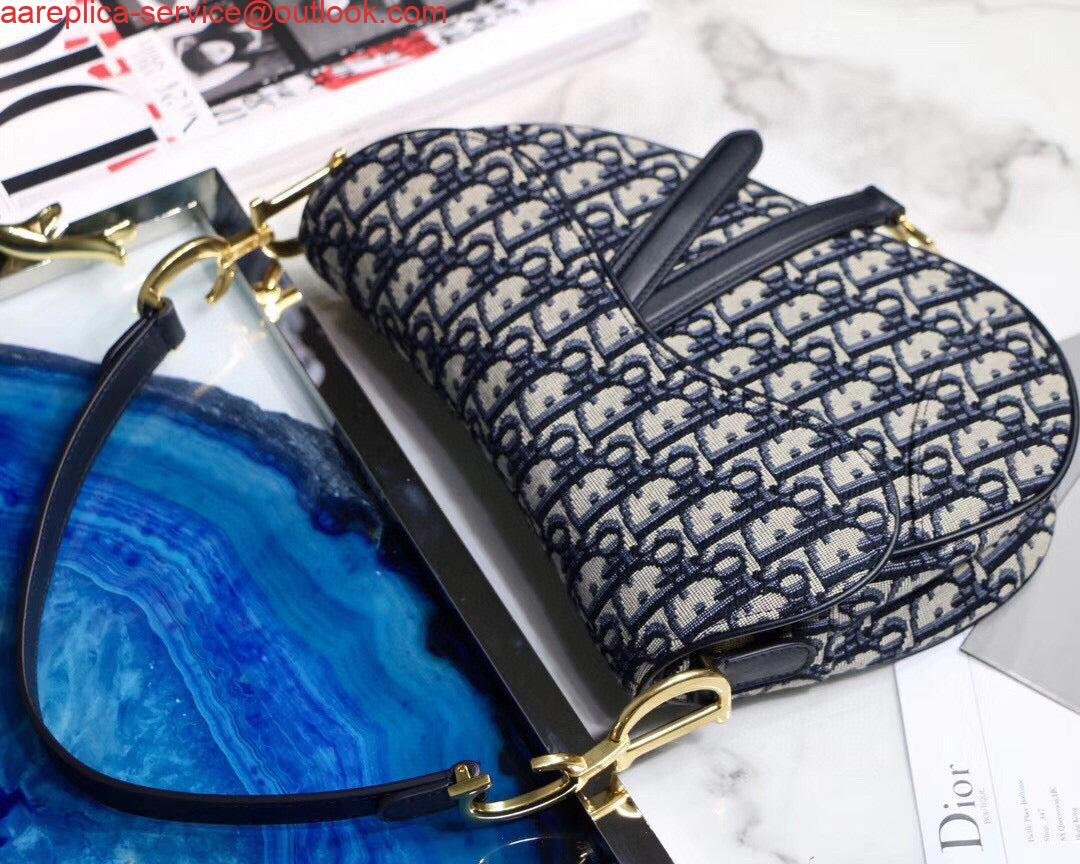 Dior Saddle Bag M0446 Blue Dior Oblique Jacquard