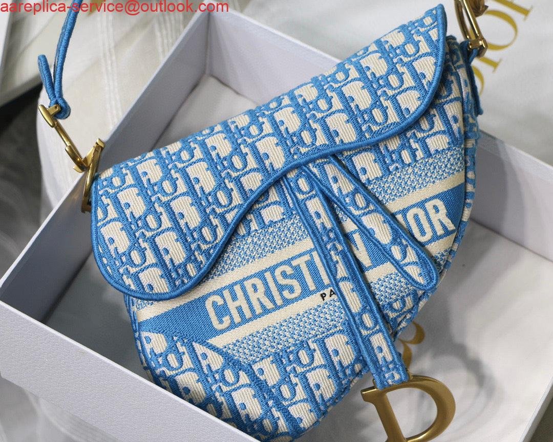 Dior Saddle Bag Burgundy Dior Oblique Jacquard M0446 Blue