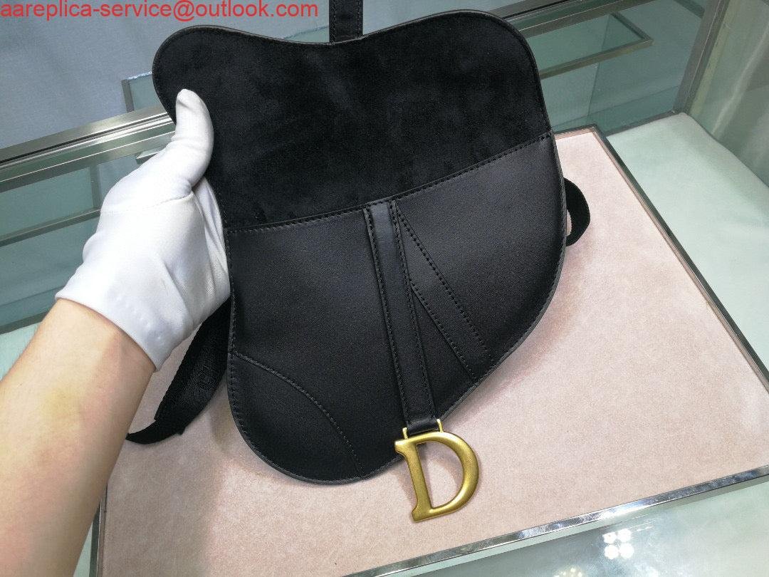 Replica Dior Saddle Belt Bag S5632 Black Goat leather