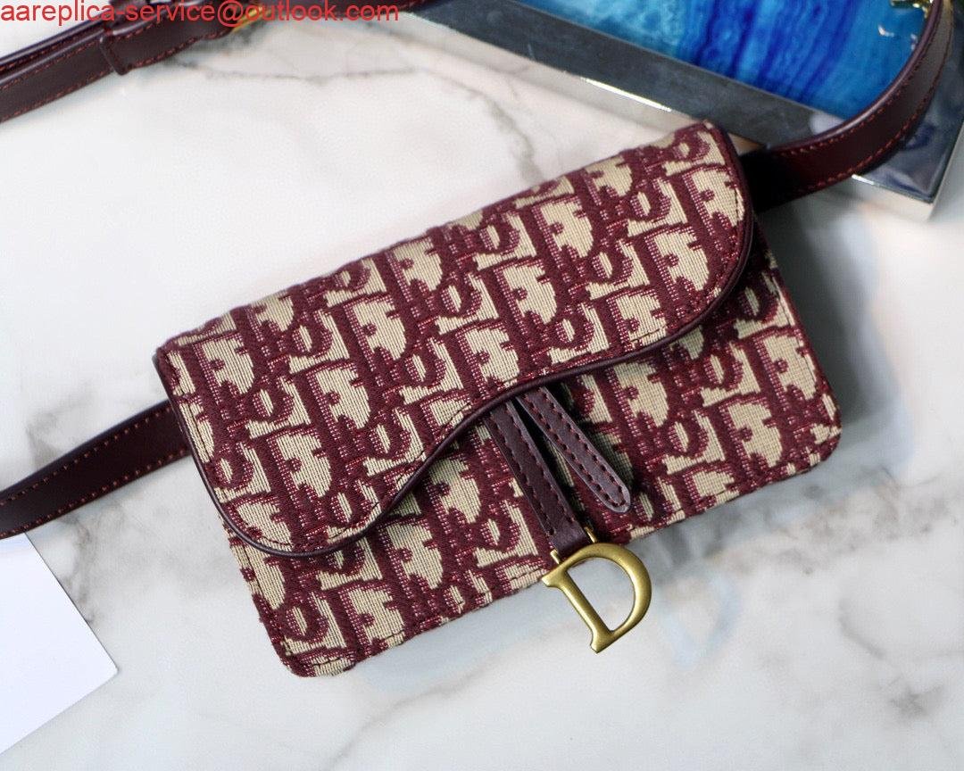 Dior Saddle Belt Bag S5619 Red Dior Oblique Jacquard