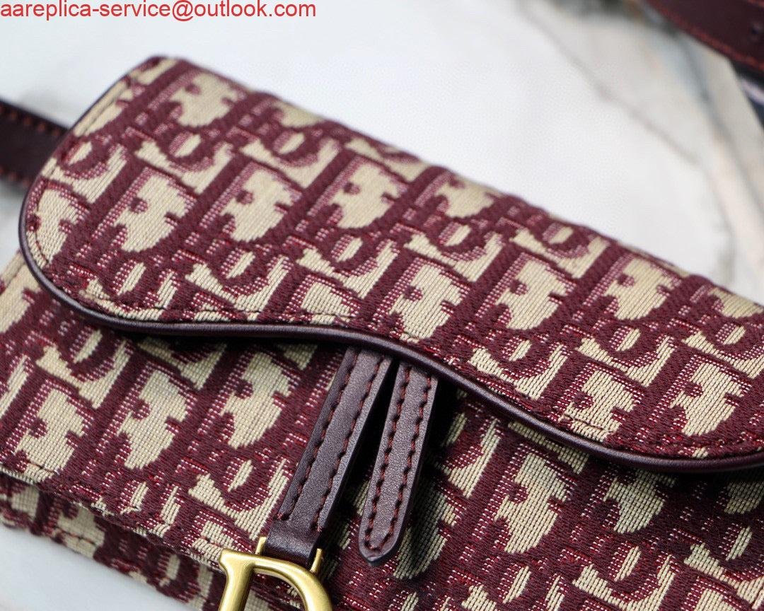 Dior Saddle Belt Bag S5619 Red Dior Oblique Jacquard