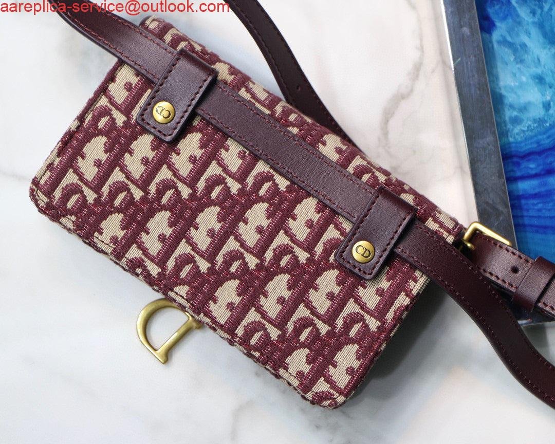 Dior Saddle Belt Bag S5619 Red Dior Oblique Jacquard