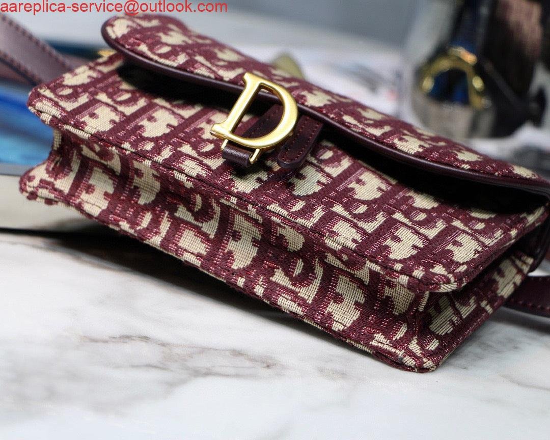 Dior Saddle Belt Bag S5619 Red Dior Oblique Jacquard