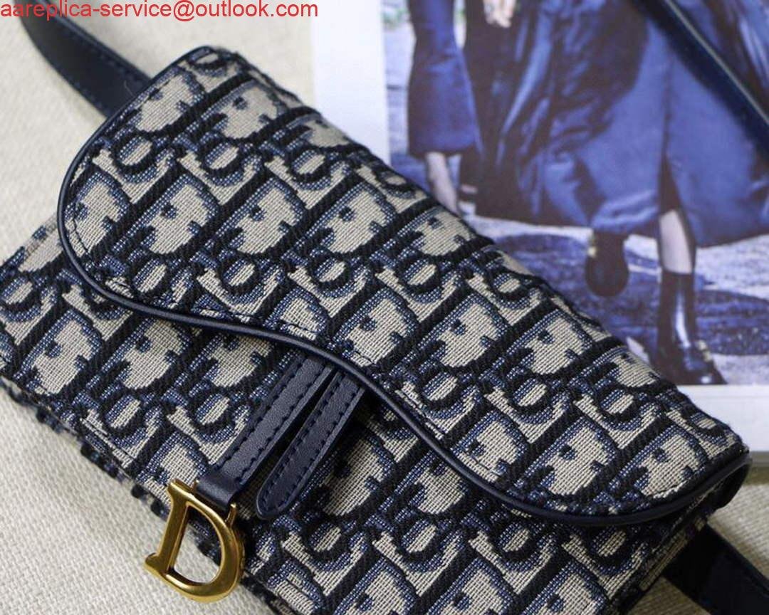 Dior Saddle Belt Bag S5619 Blue Dior Oblique Jacquard
