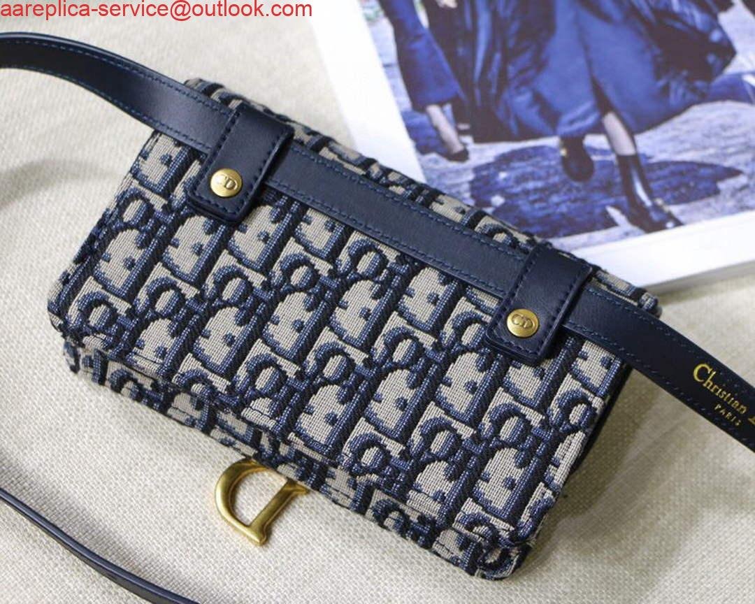 Dior Saddle Belt Bag S5619 Blue Dior Oblique Jacquard