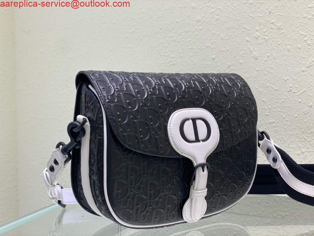 Replica Dior Bobby Bag Medium Perforated M9319 Black calfskin with Dior Oblique motif