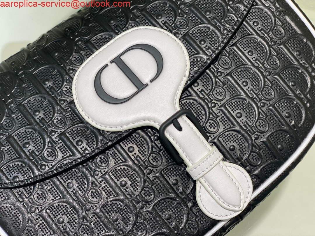 Replica Dior Bobby Bag Medium Perforated M9319 Black calfskin with Dior Oblique motif