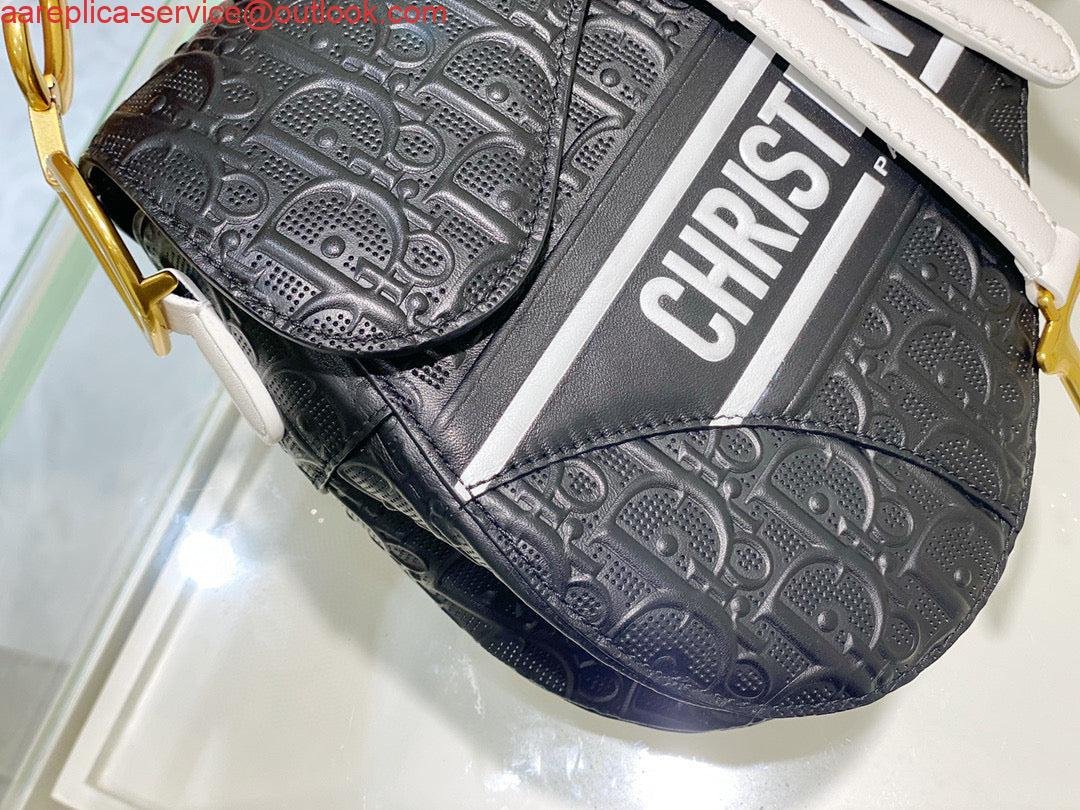 Replica Dior Saddle Bag M0446 Black Oblique Perforated and Embossed Calfskin