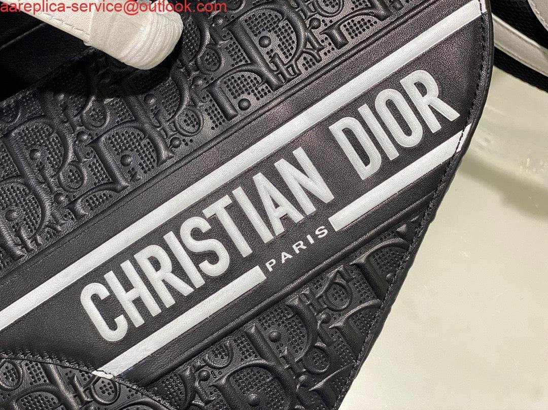 Replica Dior Saddle Bag M0446 Black Oblique Perforated and Embossed Calfskin
