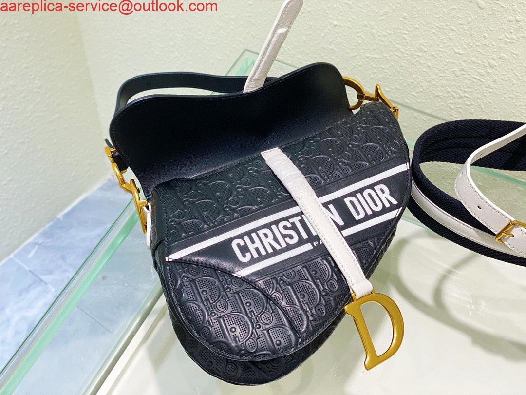 Replica Dior Saddle Bag M0446 Black Oblique Perforated and Embossed Calfskin