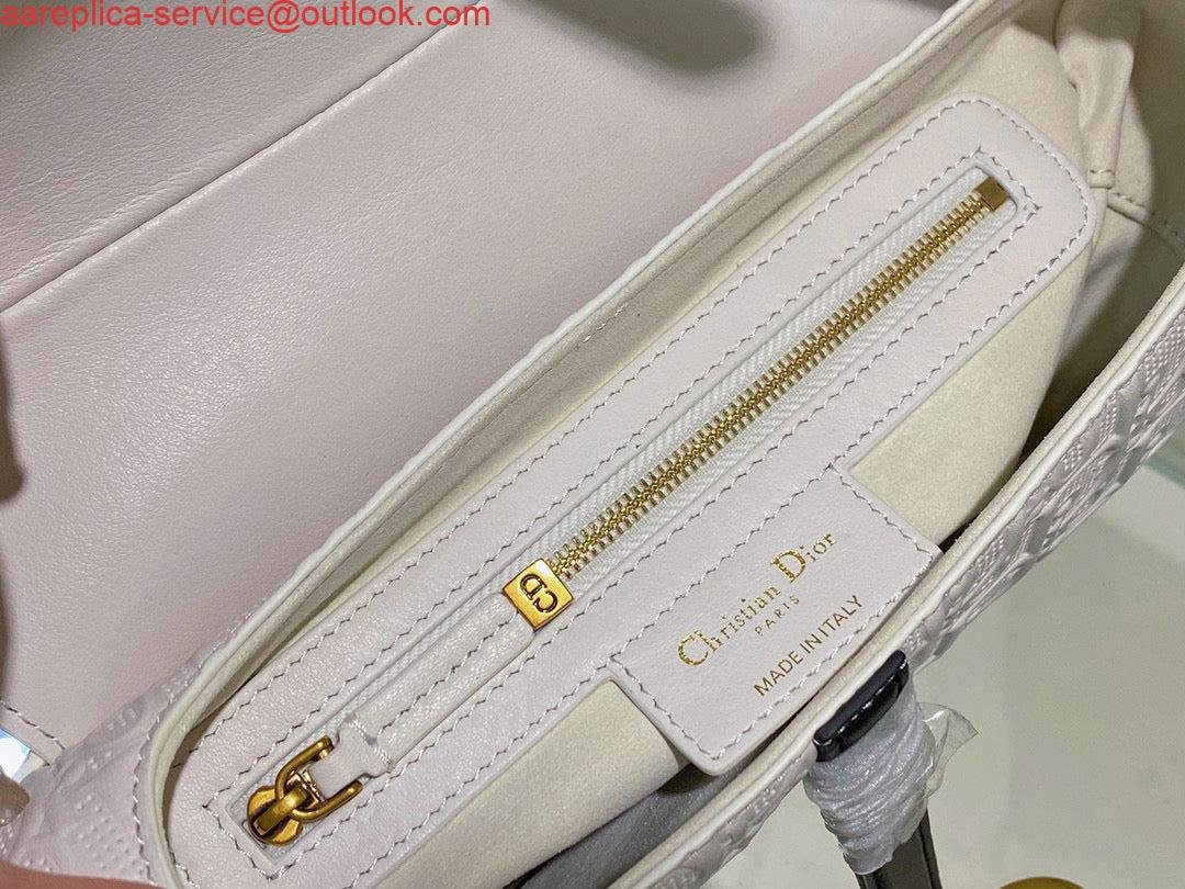 Dior Saddle Bag White and Blue Dior Oblique Perforated Calfskin M0446