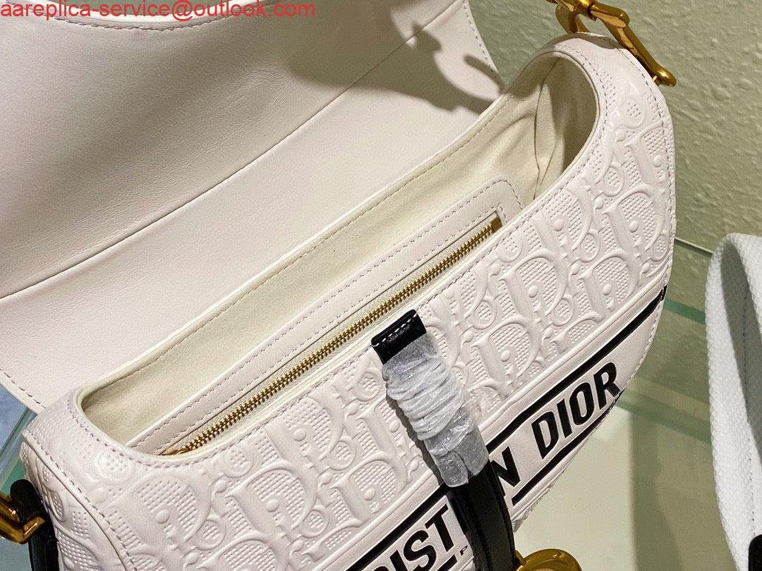 Dior Saddle Bag White and Blue Dior Oblique Perforated Calfskin M0446