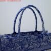Dior M1296 Book Tote Medium Neon Blue Toile de Jouy Reverse Embroidery