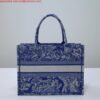 Dior M1296 Book Tote Medium Neon Blue Toile de Jouy Reverse Embroidery