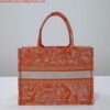 Dior M1296 Book Tote Medium Neon Orange Toile de Jouy Reverse Embroidery