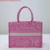 Dior M1296 Book Tote Medium Neon pink Toile de Jouy Reverse Embroidery