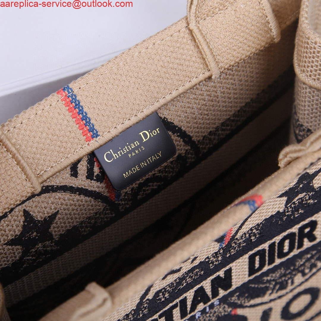 Replica Dior M1265 Small Book Tote Beige jute fabric with Union motif
